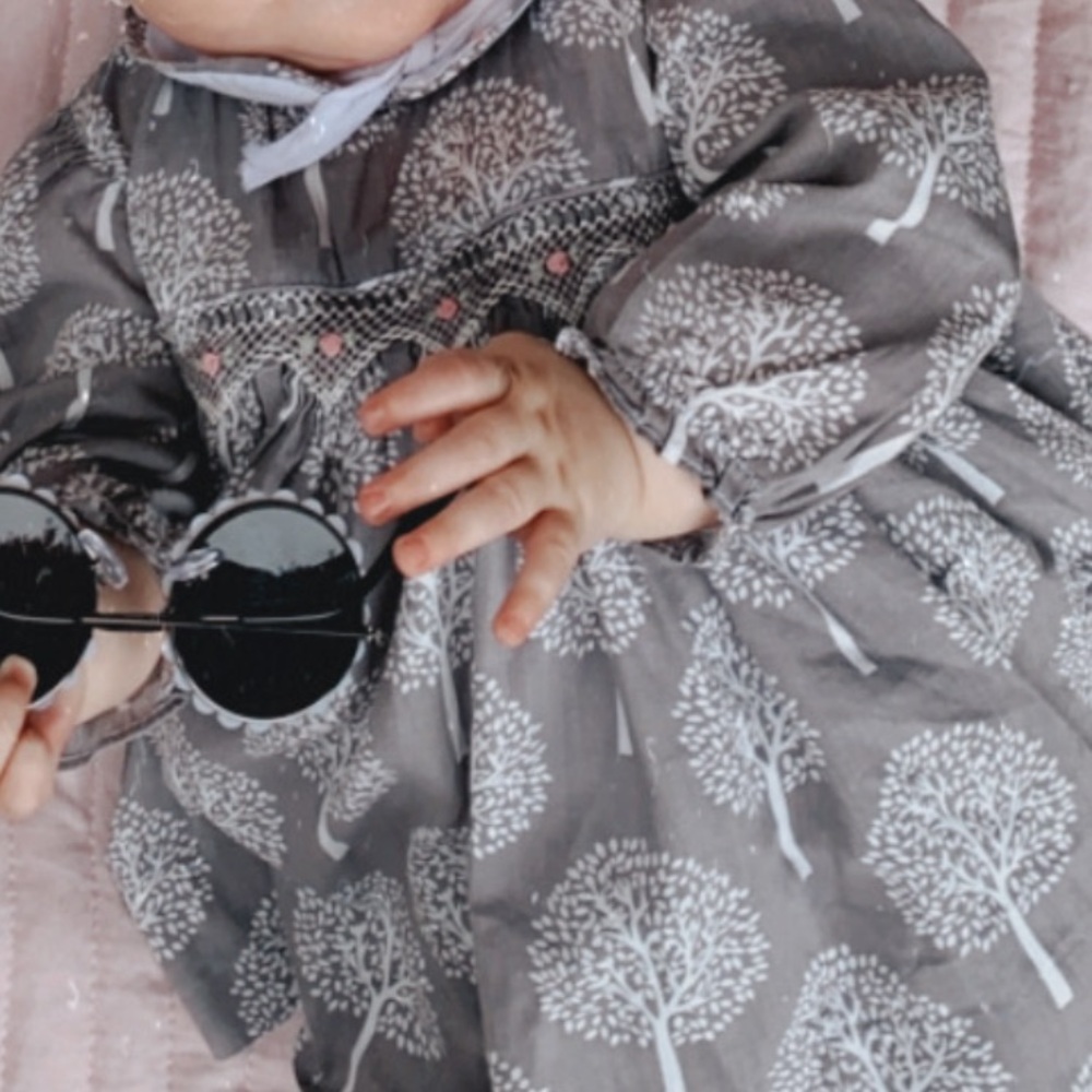 Infant smocked dress with tree Pattern - Picture 7 of 9